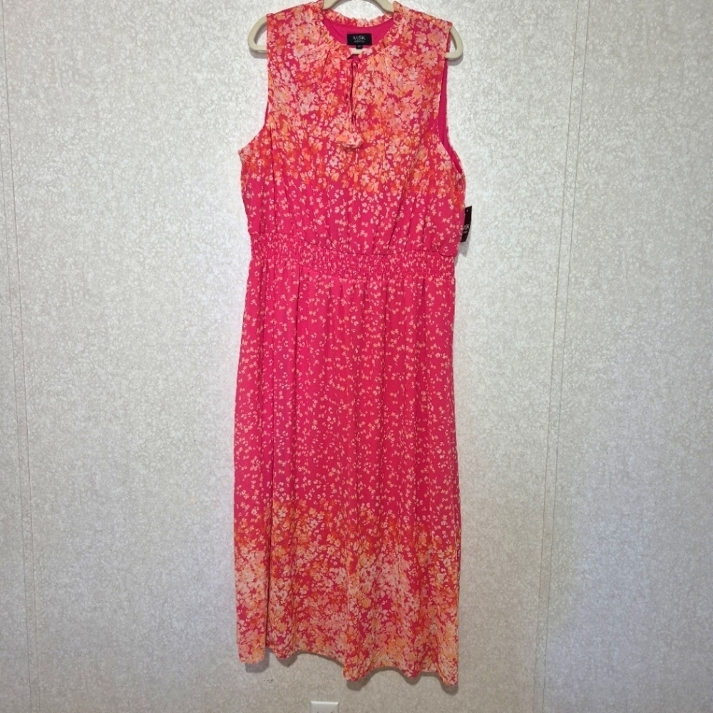 MSK Pink and Orange Sleeveless Sundress..SIZE:3X